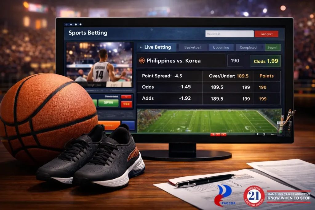 Basketball sports betting interface showing live odds on an online betting platform.