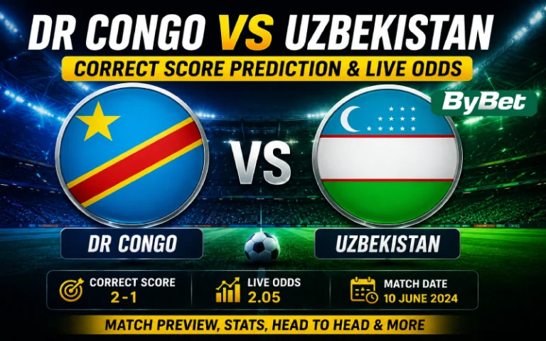 Thumbnail for DR Congo vs Uzbekistan Correct Score Prediction & Live Odds