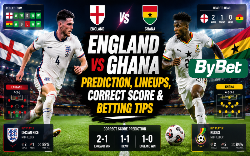 England vs Ghana Prediction, Lineups, Correct Score & Betting Tips