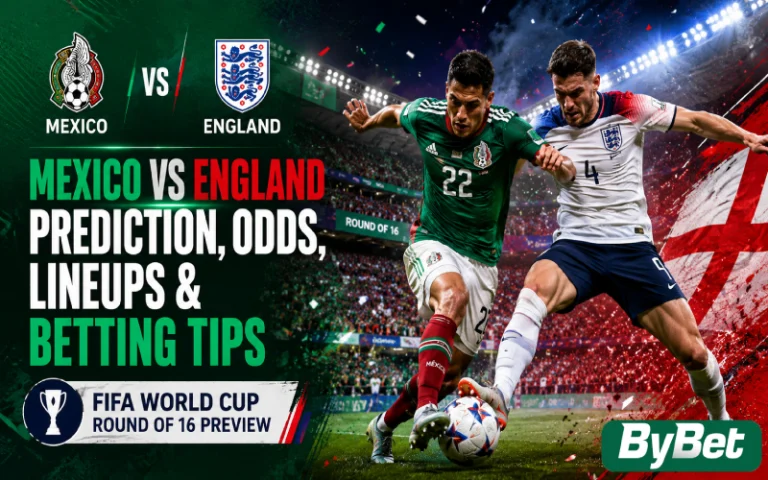 Thumbnail for Mexico vs England Prediction, Odds, Lineups & Betting Tips | FIFA World Cup Round of 16 Preview