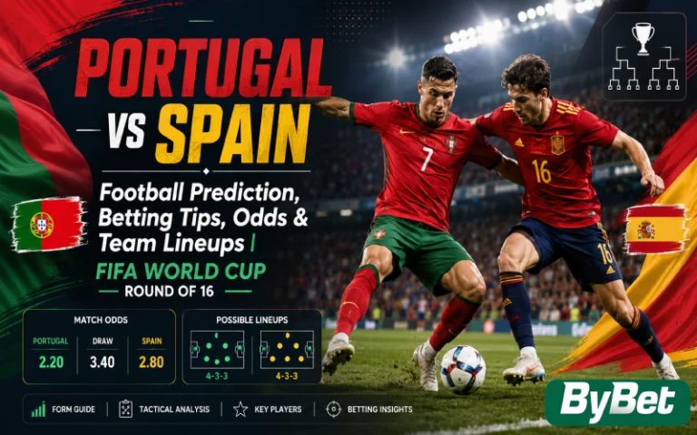 Thumbnail for Portugal vs Spain Football Prediction, Betting Tips, Odds & Team Lineups | FIFA World Cup Round of 16
