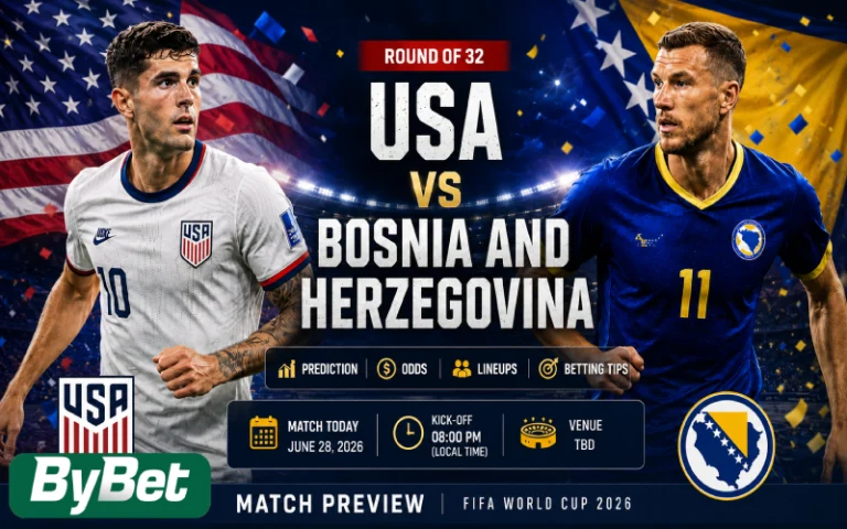 Thumbnail for USA vs Bosnia and Herzegovina Prediction, Odds, Lineups & Betting Tips | FIFA World Cup Round of 32